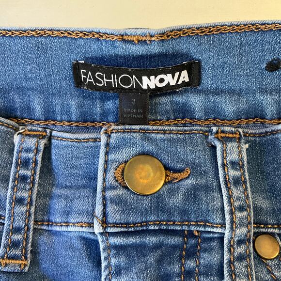 Fashion Nova Women Leggings size 3 Blue High Rise Stretch Boot Cut - Picture 8 of 10